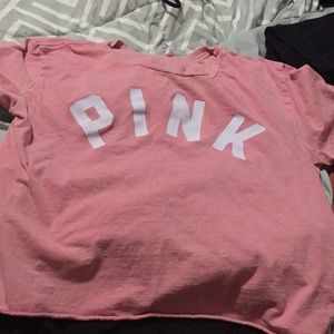 pink cropped top